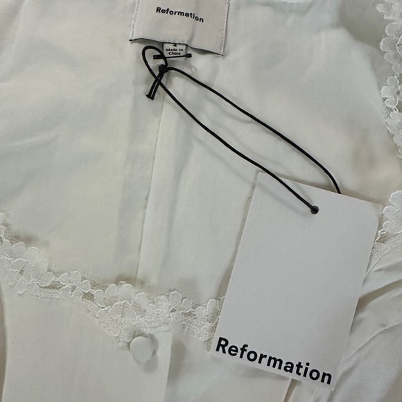 NWT Reformation Cream Lace-Trimmed Dress Size 4 - Picture 5 of 6